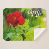 Red Hibiscus Tropical Flower Sherpa Deken (Voorkant (horizontaal))