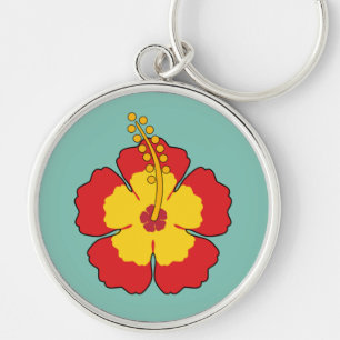 Red Hibiscus Tropical Flower Sleutelhanger