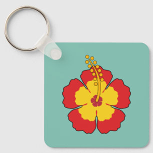 Red Hibiscus Tropical Flower Sleutelhanger