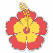 Red Hibiscus Tropical Flower Sticker (Voorkant)