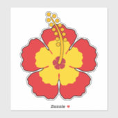 Red Hibiscus Tropical Flower Sticker (Vel)