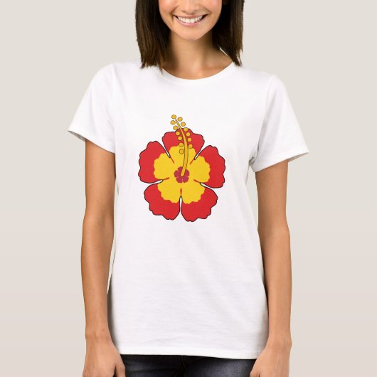 Red Hibiscus Tropical Flower T-shirt (Voorkant)