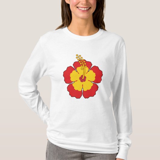 Red Hibiscus Tropical Flower T-shirt (Voorkant)