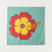 Red Hibiscus Tropical Flower Wandkleed (Voorkant (horizontaal))
