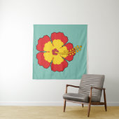 Red Hibiscus Tropical Flower Wandkleed (In Situ (horizontaal))