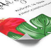 Red Hibiscus Tropical Vrijgezellenfeest Welkom Poster (Hoek)