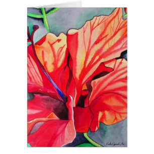 Red Hibiscus tropische bloem waterverf kunst