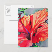 Red Hibiscus tropische bloem waterverf kunst Briefkaart (Voorkant / Achterkant)