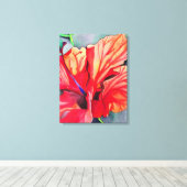 Red Hibiscus tropische bloem waterverf kunst Canvas Afdruk (Insitu (Houten vloer))