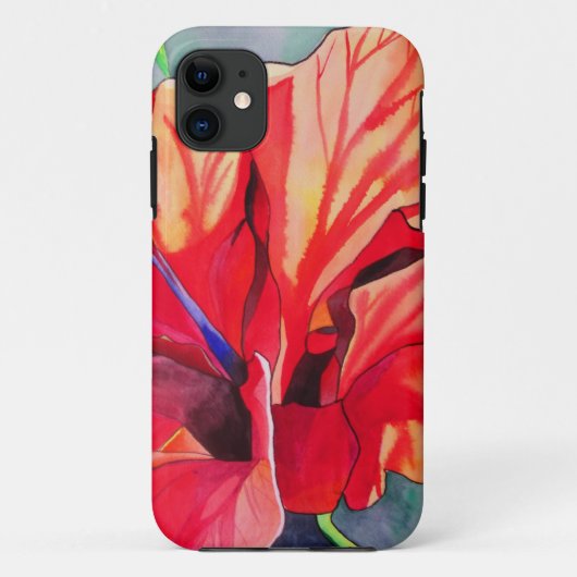 Red Hibiscus tropische bloem waterverf kunst Case-Mate iPhone Case (Achterkant)