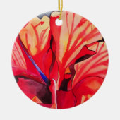 Red Hibiscus tropische bloem waterverf kunst Keramisch Ornament (Voorkant)