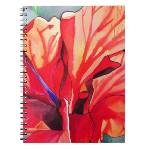 Red Hibiscus tropische bloem waterverf kunst Notitieboek