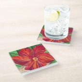 Red Hibiscus Vacation Home Glass Coaster Glazen Onderzetter (Schuin)