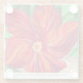 Red Hibiscus Vacation Home Glass Coaster Glazen Onderzetter (Achterkant)