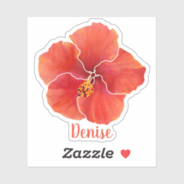 Red Hibiscus Waterverf Flower Sticker