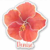 Red Hibiscus Waterverf Flower Sticker (Voorkant)