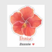 Red Hibiscus Waterverf Flower Sticker (Vel)