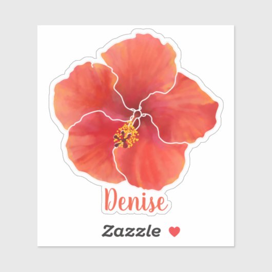 Red Hibiscus Waterverf Flower Sticker (Vel)