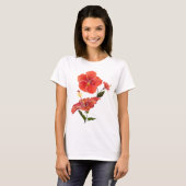 Red Hibiscus Waterverf Flowers T-shirt (Voorkant volledig)
