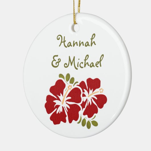 Red Hibiscus Wedding Favor Ornament (Links)
