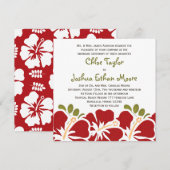 Red Hibiscus Wedding Invitations Kaart (Voorkant / Achterkant)
