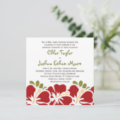 Red Hibiscus Wedding Invitations Kaart (Staand voorkant)