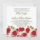 Red Hibiscus Wedding Invitations Kaart (Voorkant)