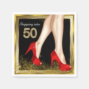 Red High Heel 50e verjaardagsfeestje Servetten