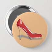 RED HIGH HEEL SHOE Round Button (Voorkant /achterkant)