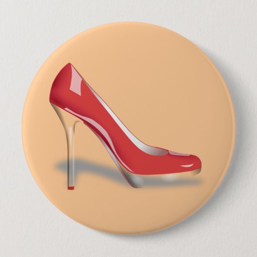 RED HIGH HEEL SHOE Round Button (Voorkant)