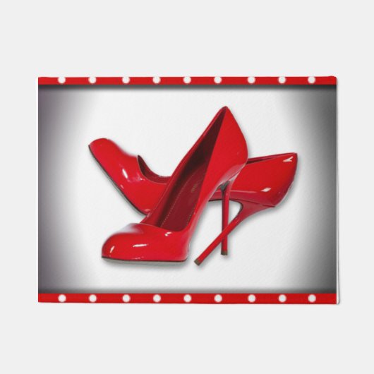 Red High Heels Polka Dots Pattern Deurmat (Voorkant)