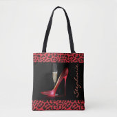 Red High Hiel Champagne Leopard Design Tote Bag (Voorkant)