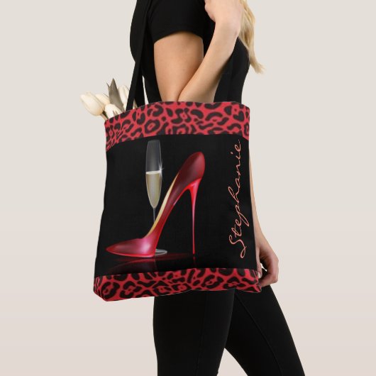 Red High Hiel Champagne Leopard Design Tote Bag (Dichtbij)