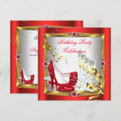 Red High Hiel Shoes Champagne Gold White Kaart (Voorkant / Achterkant)