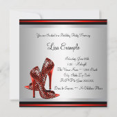 Red High Hiel Shoes Red Black Birthday Party Kaart (Achterkant)