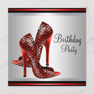 Red High Hiel Shoes Red Black Birthday Party Kaart