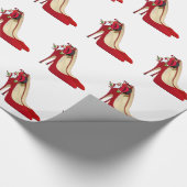 Red High Hiel Shoes/Santa Elf Cadeaupapier (Hoek)