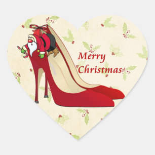 Red High Hiel Shoes/Santa Elf Hart Sticker