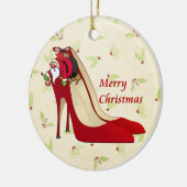 Red High Hiel Shoes/Santa Elf Keramisch Ornament (Links)