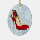 Red High Hiel Shoes/Santa Elf Keramisch Ornament (Rechts)