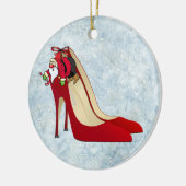 Red High Hiel Shoes/Santa Elf Keramisch Ornament (Links)