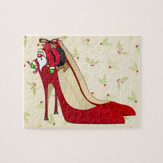 Red High Hiel Shoes/Santa Elf Legpuzzel (Horizontaal)
