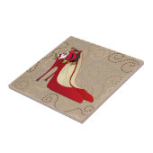 Red High Hiel Shoes/Santa Elf Tegeltje (Zijkant)