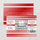 Red High School Class Réunion Toegangsbewijs Kaart (Voorkant / Achterkant)