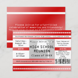 Red High School Class Réunion Toegangsbewijs Kaart