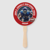 Red High School Football Player Photo Parent Handwaaier (Achterkant)