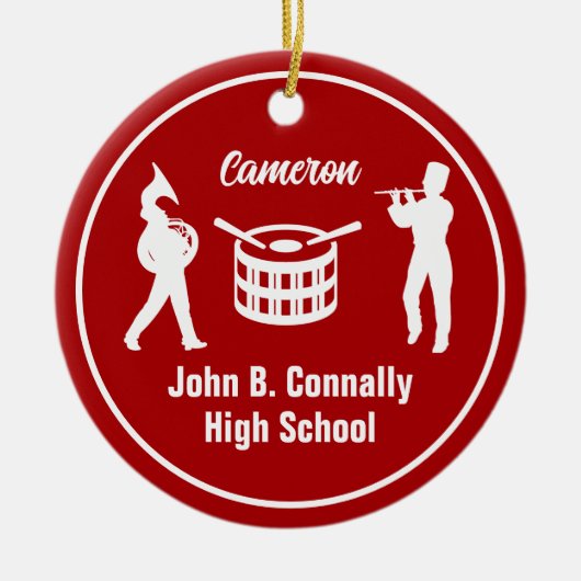 Red High School Marching Band Custom Christmas Keramisch Ornament (Voorkant)