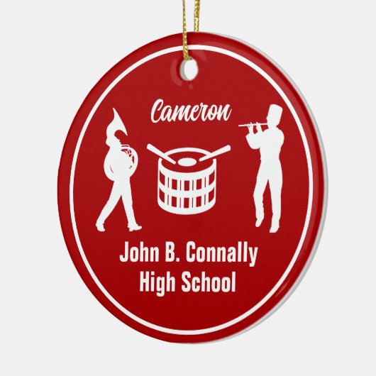 Red High School Marching Band Custom Christmas Keramisch Ornament (Links)