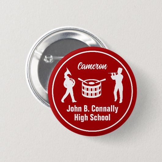 Red High School Marching Band gepersonaliseerd Ronde Button 5,7 Cm (Voorkant /achterkant)