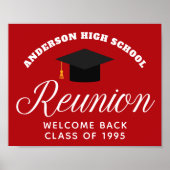 Red High School Reunion Custom Alumni Welkom Poster (Voorkant)